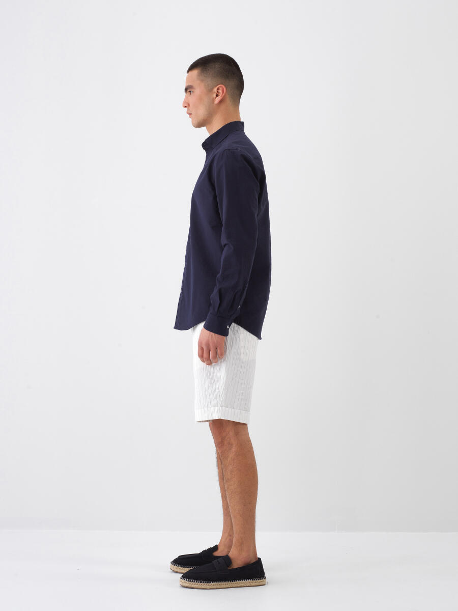 Navy Blue Regular Fit Cotton Shirt - 3