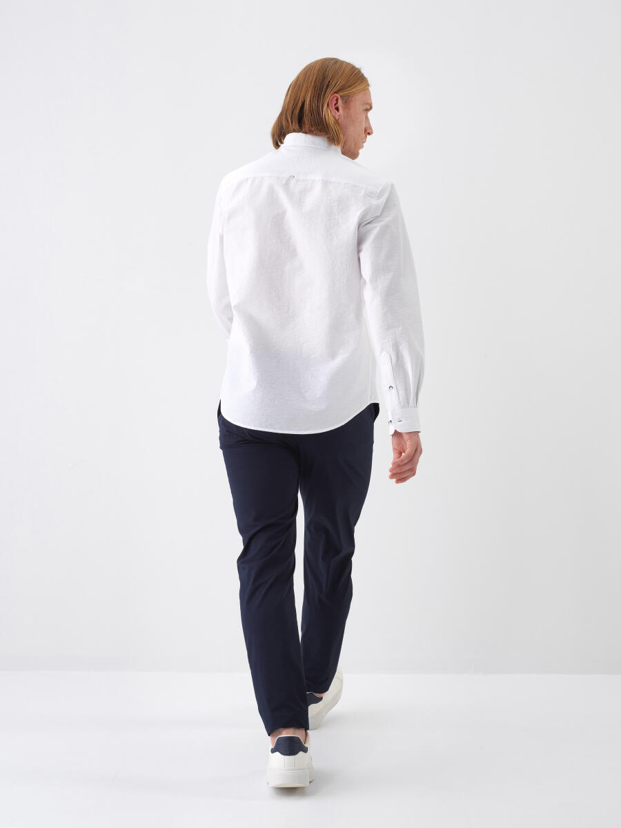 White Regular Fit Cotton Shirt - 4