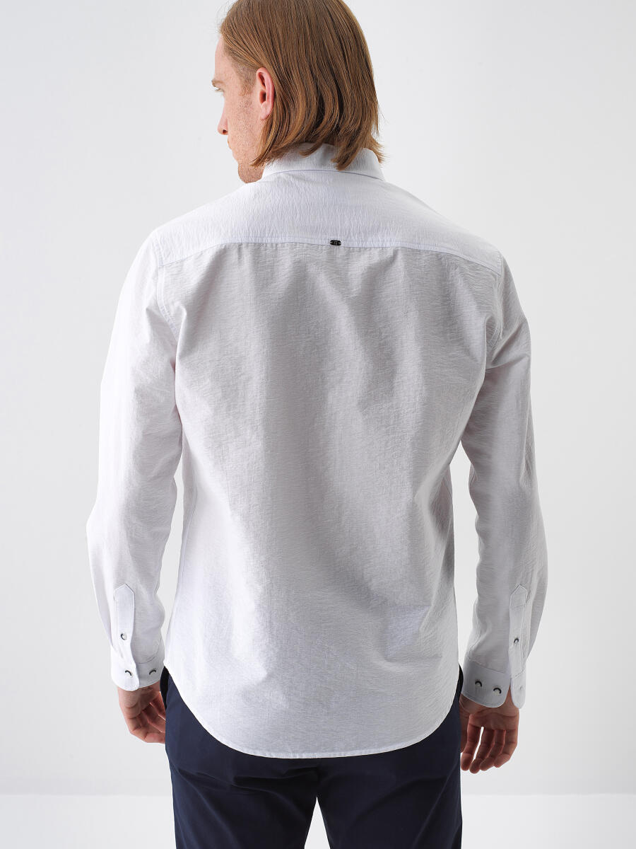 White Regular Fit Cotton Shirt - 3