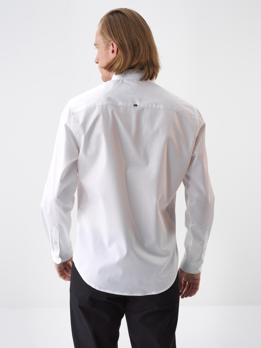 White Regular Fit Cotton Shirt - 4