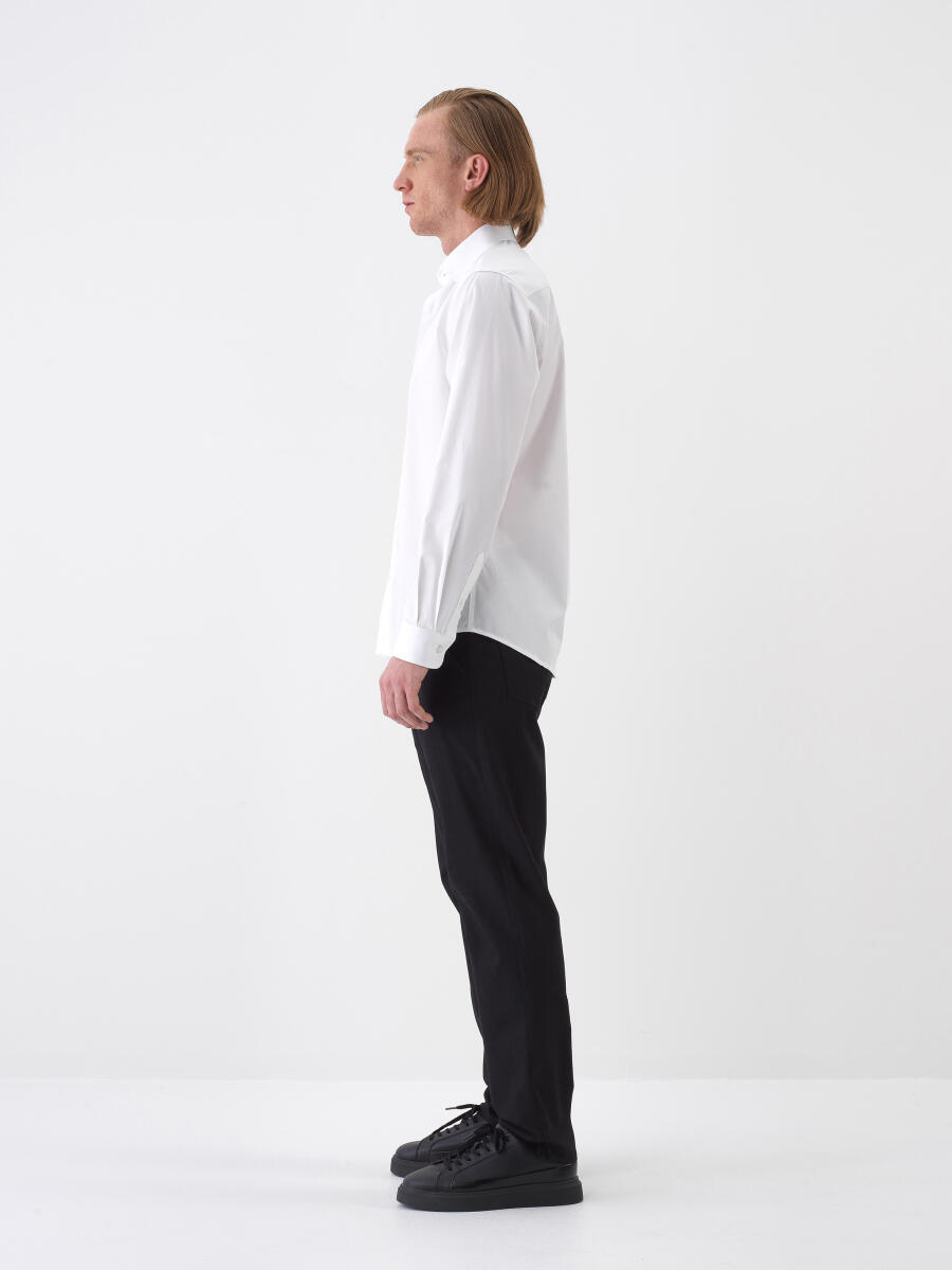 White Regular Fit Cotton Shirt - 3