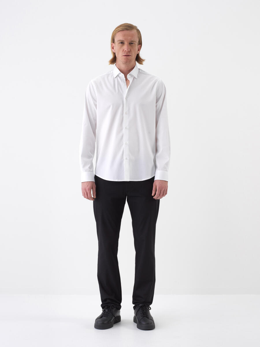White Regular Fit Cotton Shirt - 2