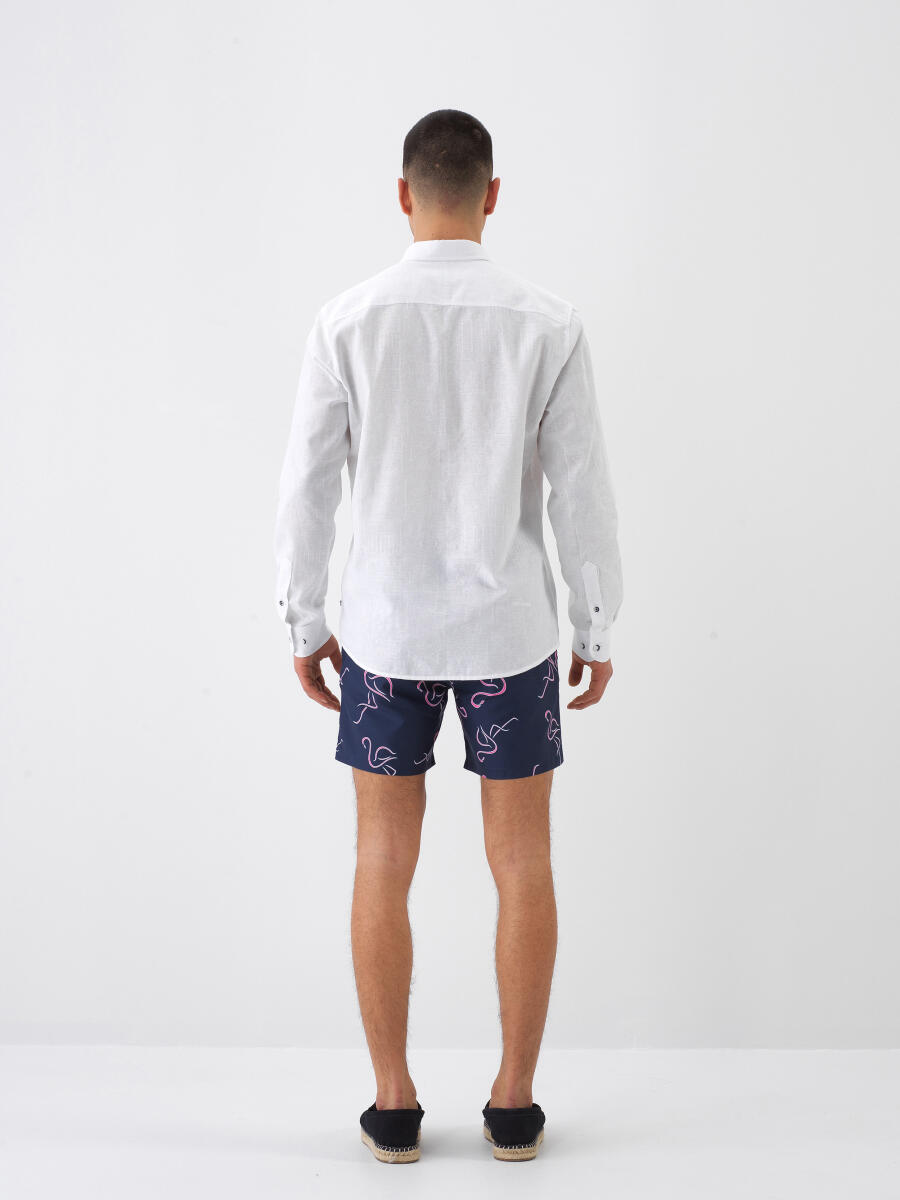 White Regular Fit Cotton Shirt - 5