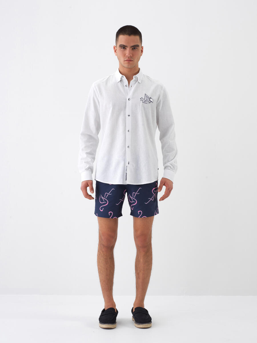 White Regular Fit Cotton Shirt - 2