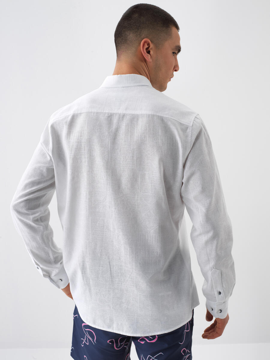 White Regular Fit Cotton Shirt - 4