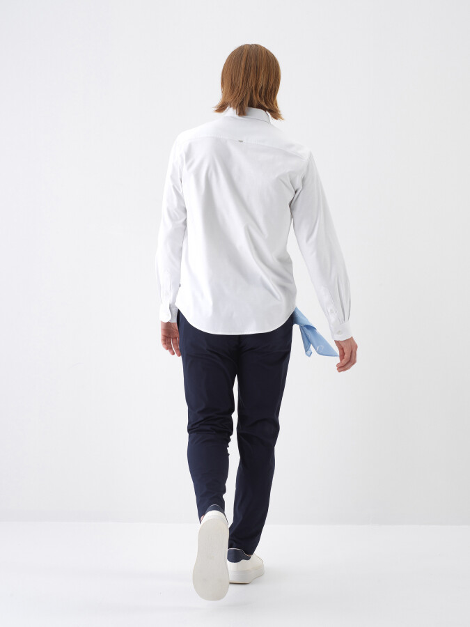 White Regular Fit Cotton Shirt - 5