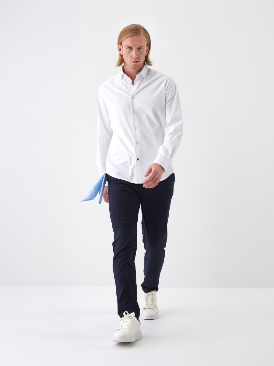 White Regular Fit Cotton Shirt - 2