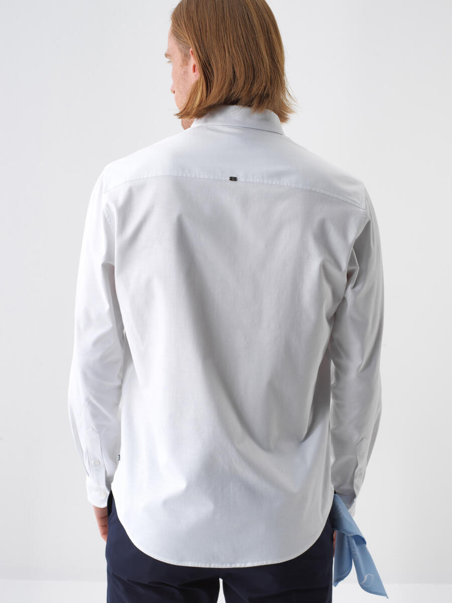 White Regular Fit Cotton Shirt - 4