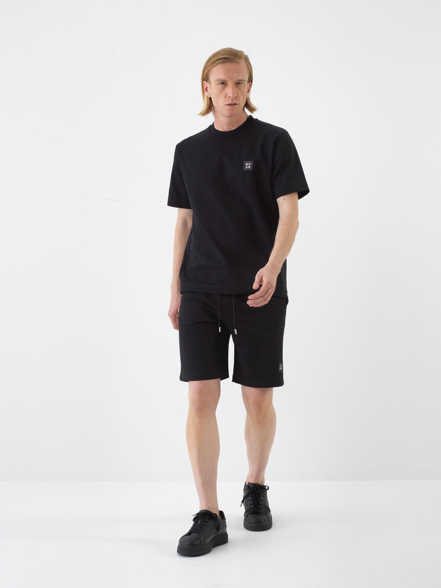 Black Regular Fit Cotton Shorts - 2