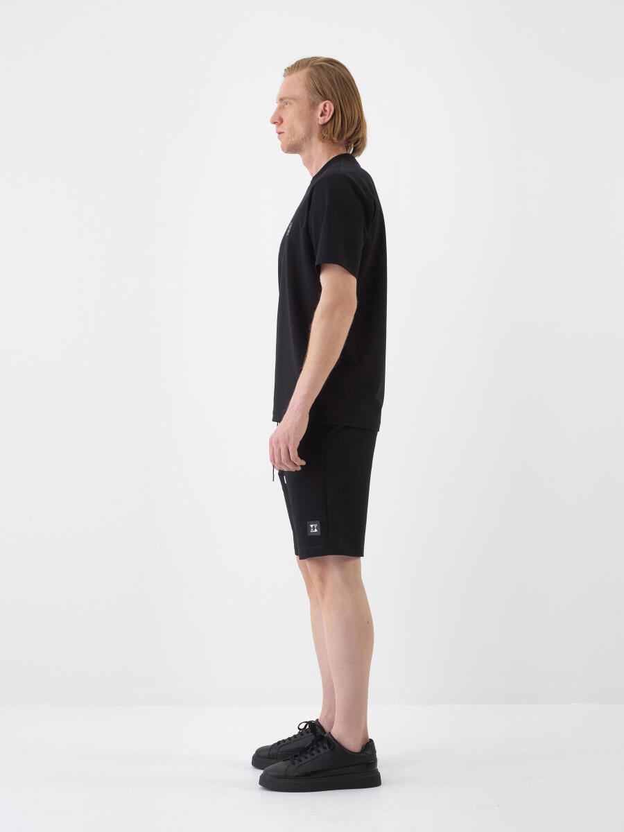 Black Regular Fit Cotton Shorts - 3