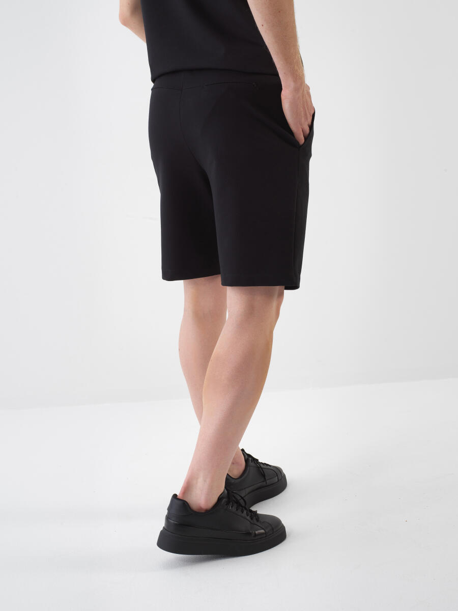 Black Regular Fit Cotton Shorts - 4