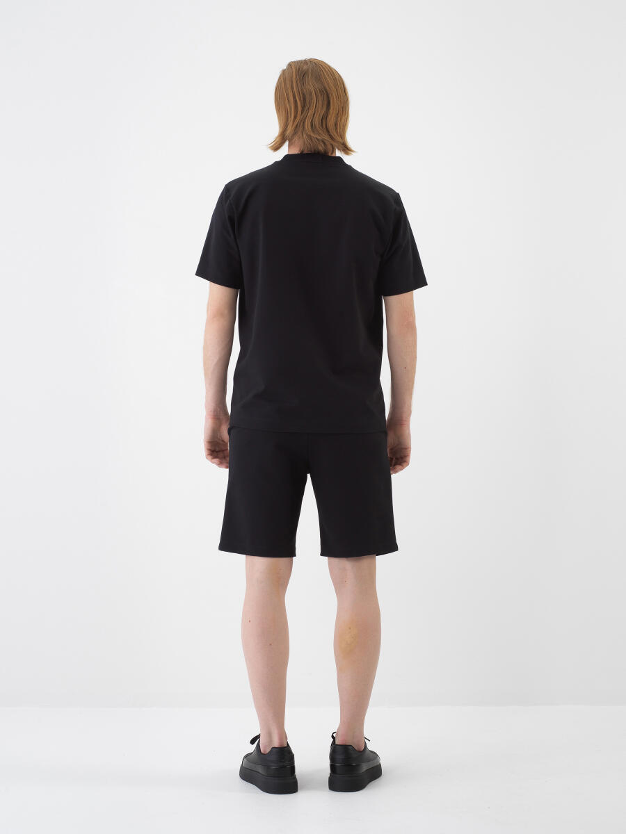Black Regular Fit Cotton Shorts - 5