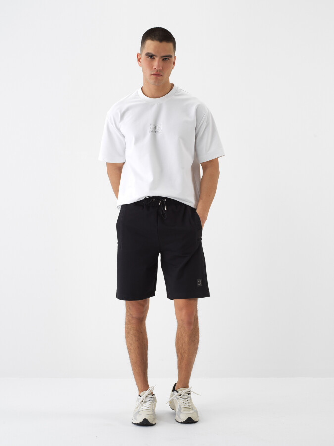 Black Regular Fit Cotton Shorts - 2