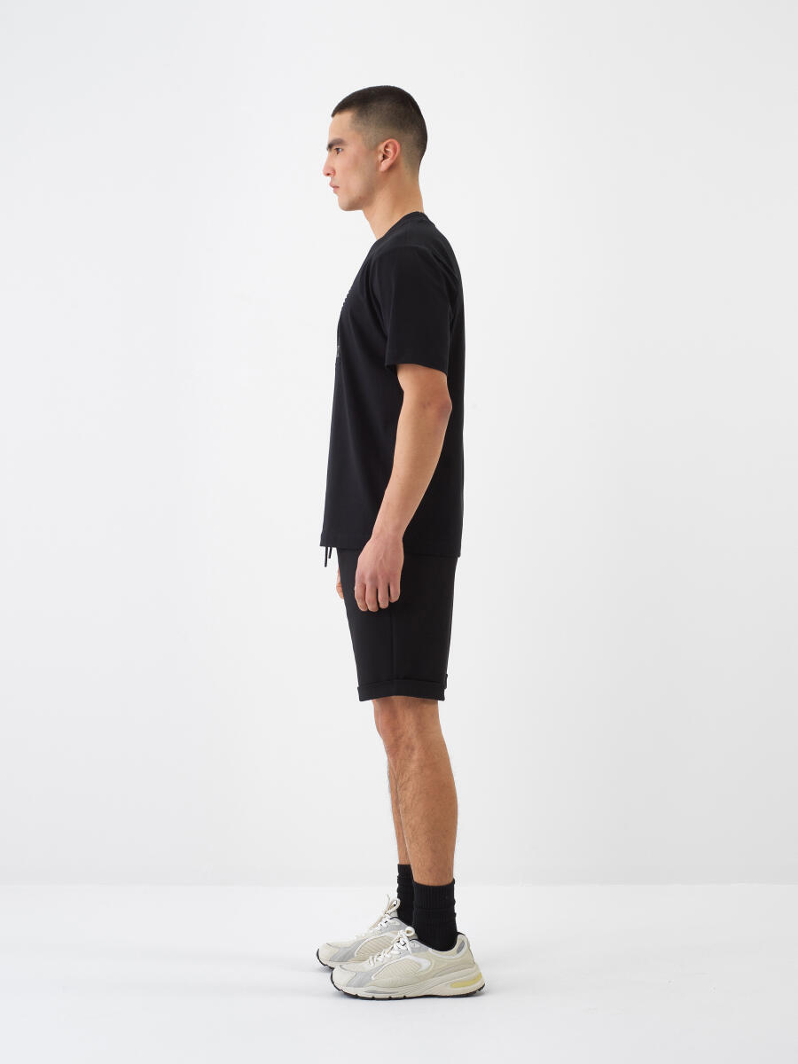 Black Regular Fit Cotton Shorts - 3