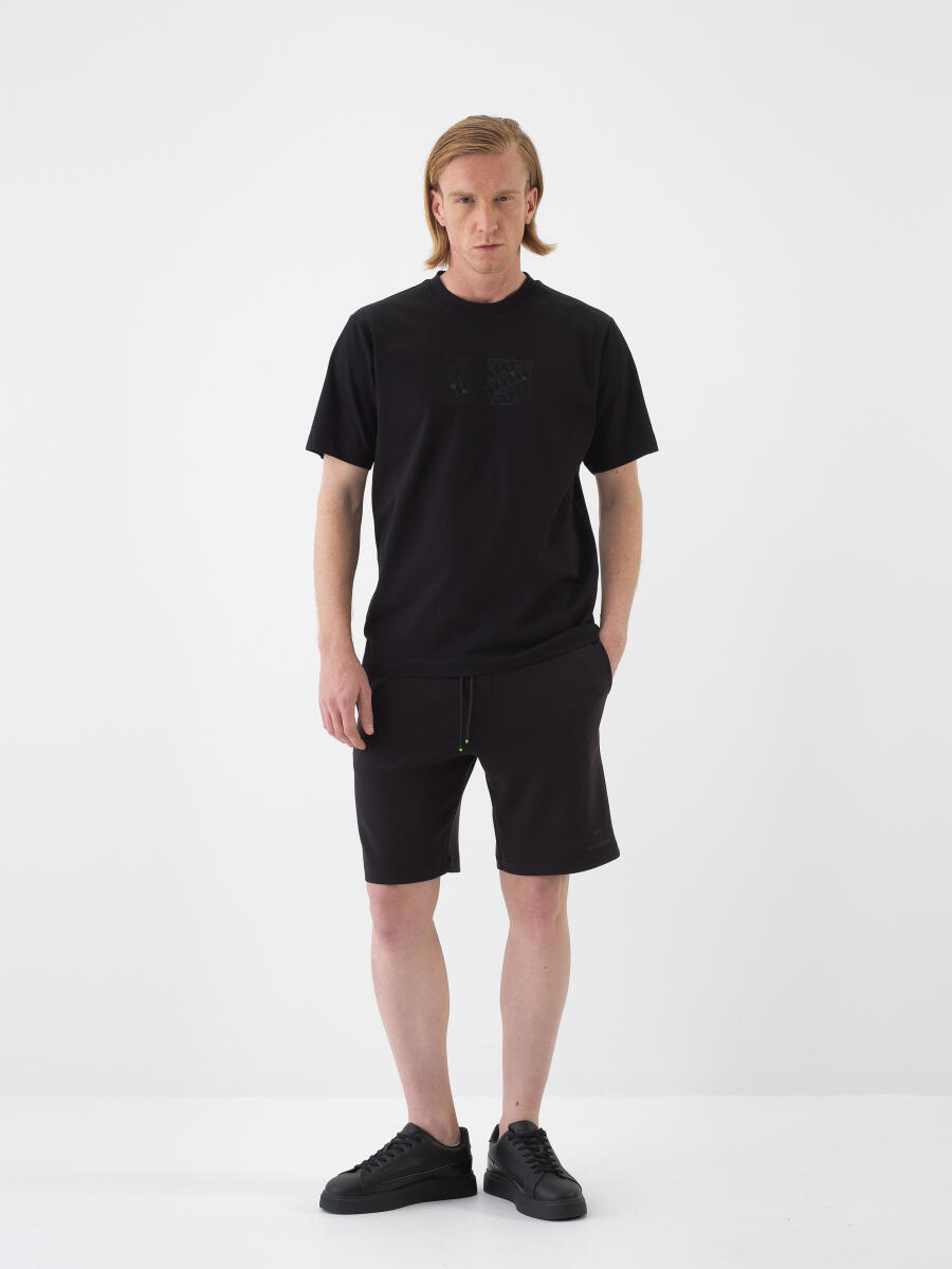 Black Regular Fit Modal Shorts - 2