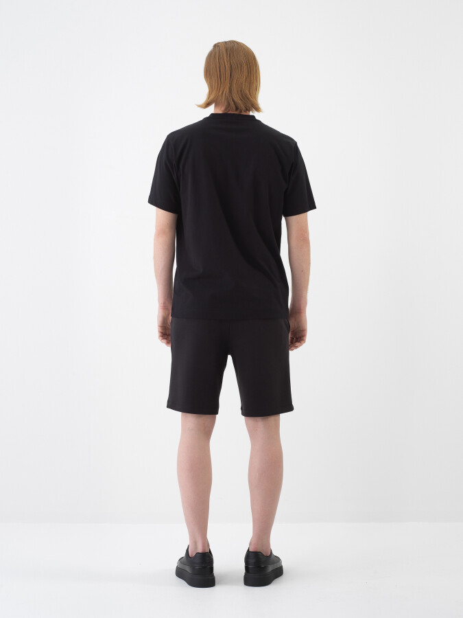 Black Regular Fit Modal Shorts - 4