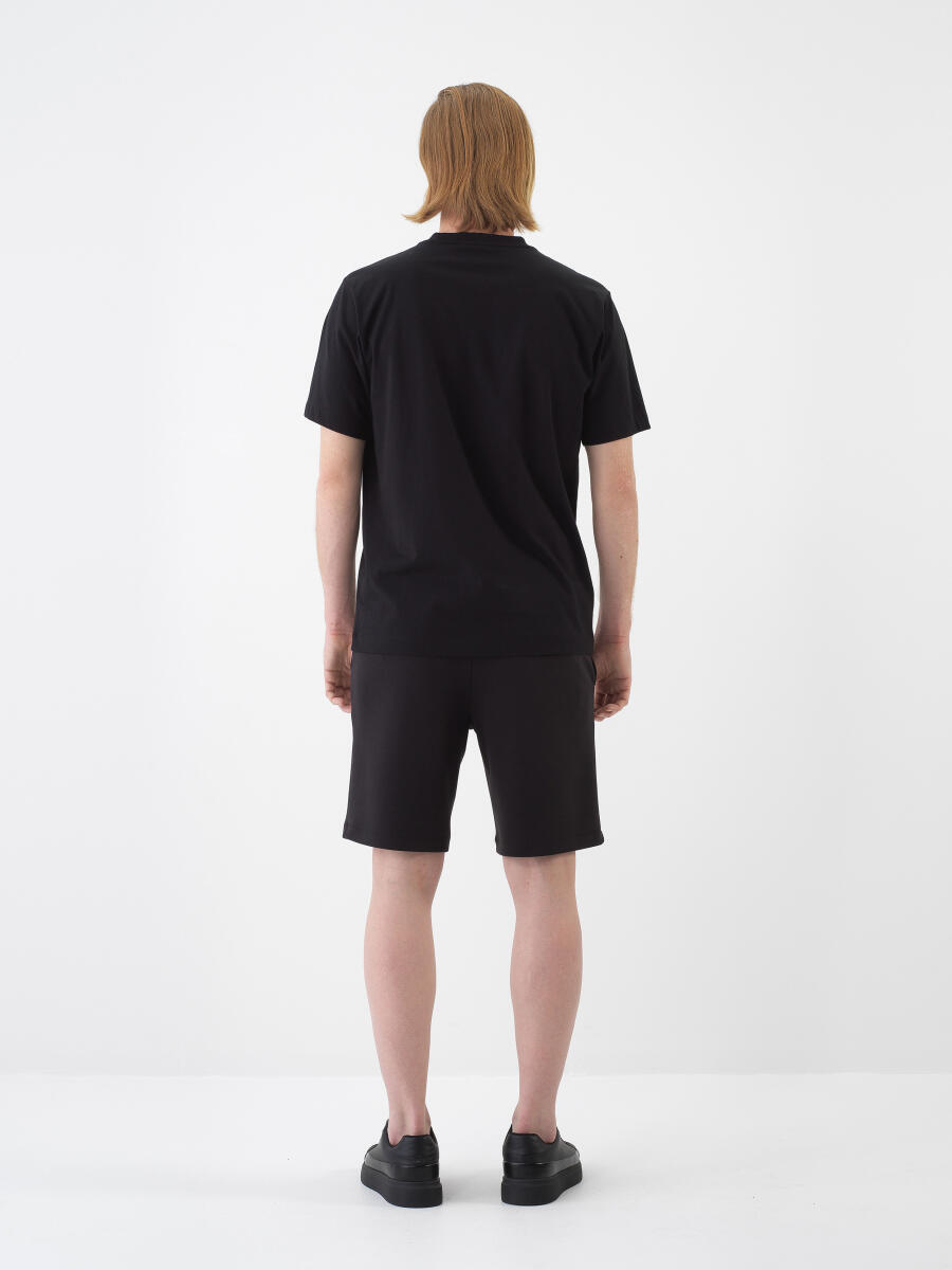 Black Regular Fit Modal Shorts - 4