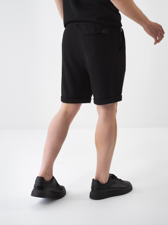 Black Regular Fit Shorts - 4