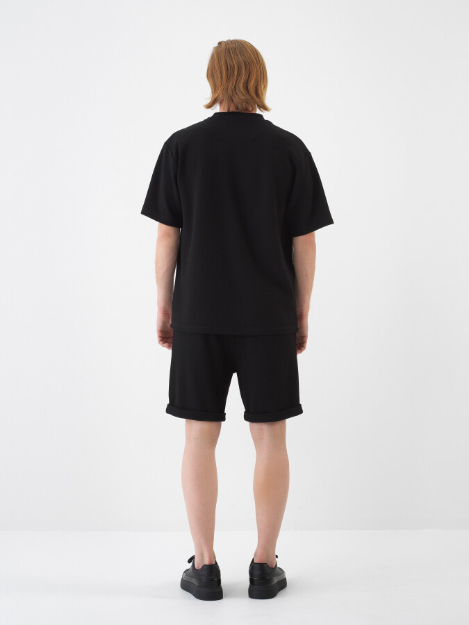 Black Regular Fit Shorts - 5