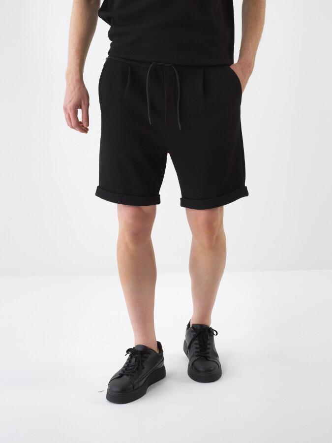 Black Regular Fit Shorts - 1