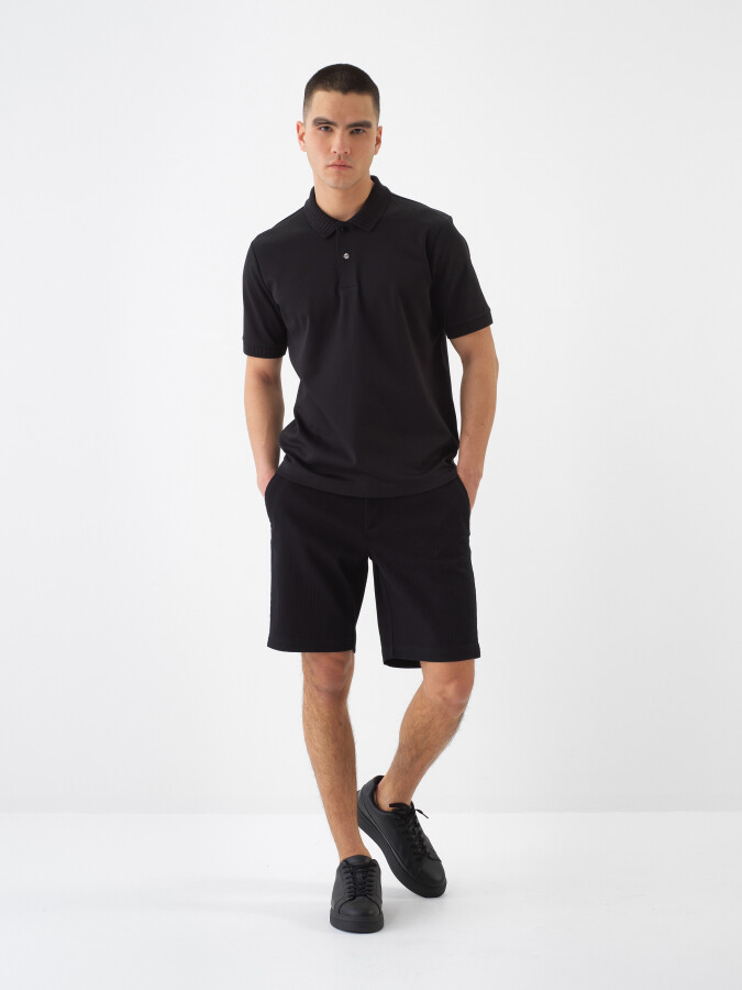 Black Slim Fit Cotton Shorts (1)