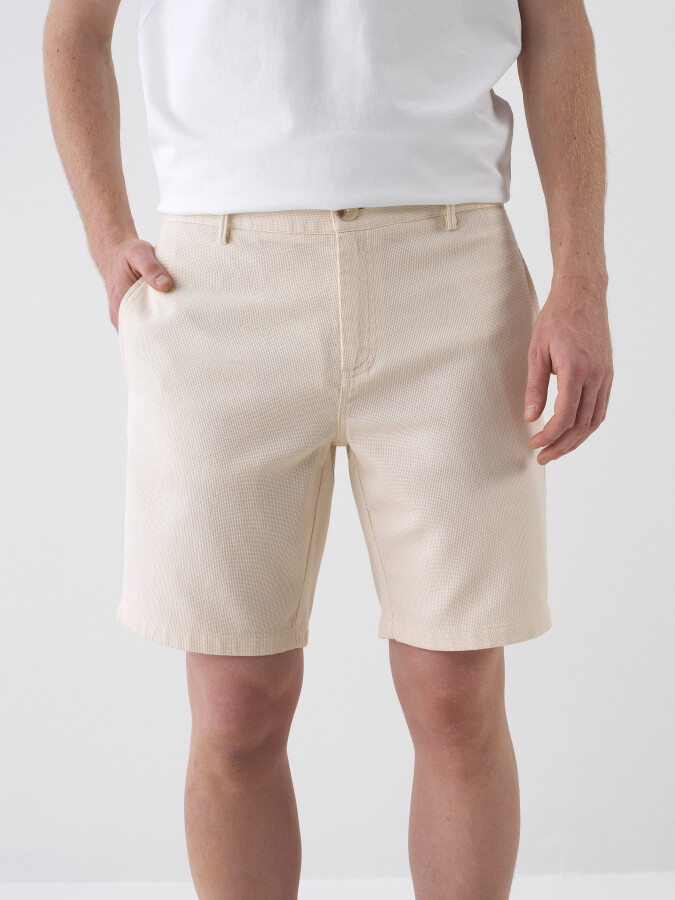 Natural Regular Fit Cotton Shorts - 1