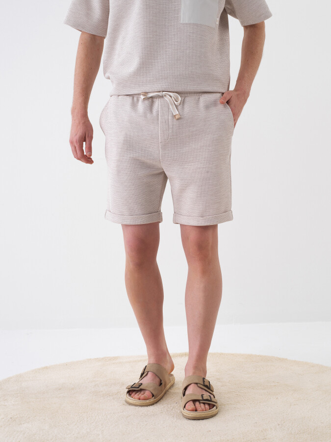 Natural Regular Fit Cotton Shorts