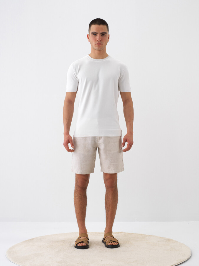 Natural Regular Fit Linen Shorts (1)