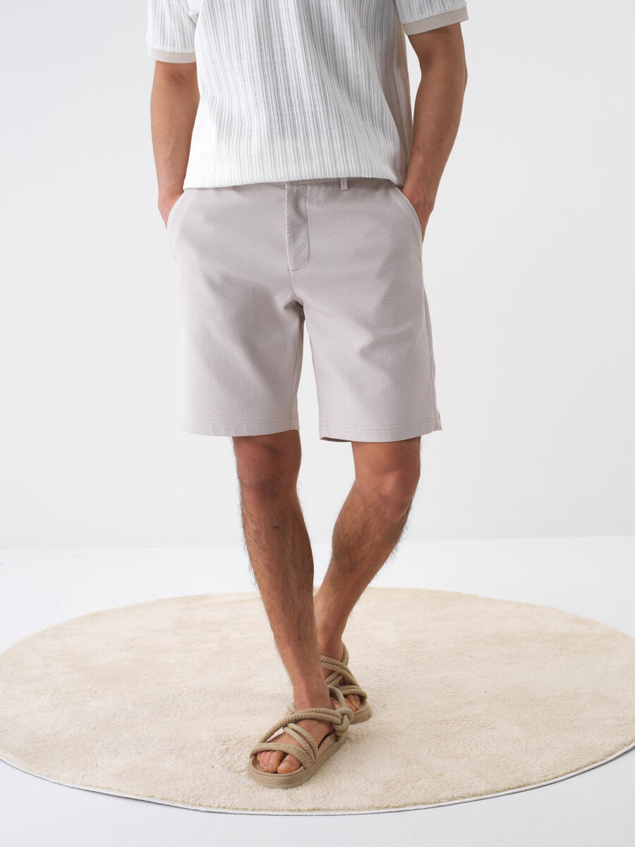 Natural Slim Fit Cotton Shorts - 1