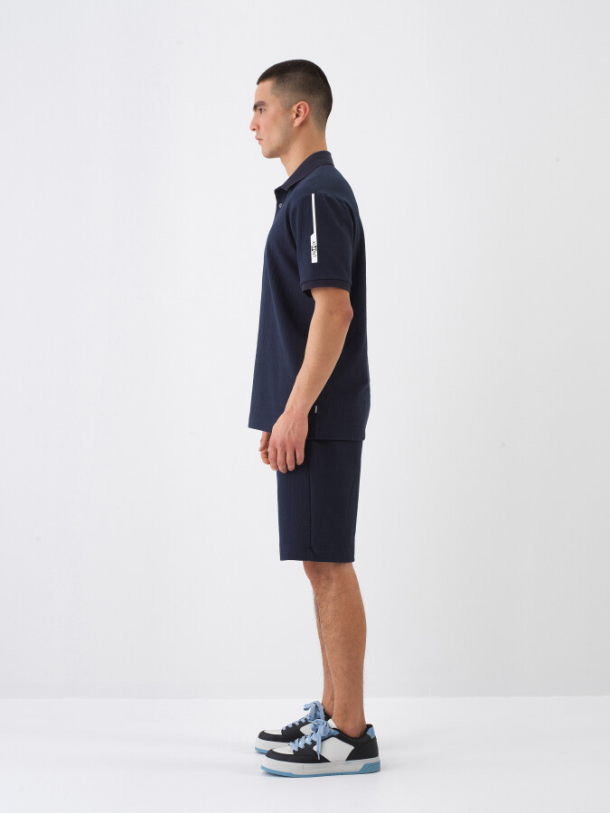 Navy Blue Regular Fit Cotton Shorts - 3