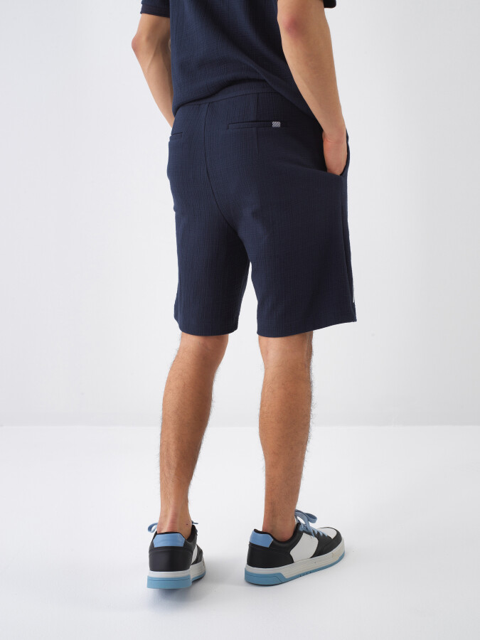 Navy Blue Regular Fit Cotton Shorts - 4