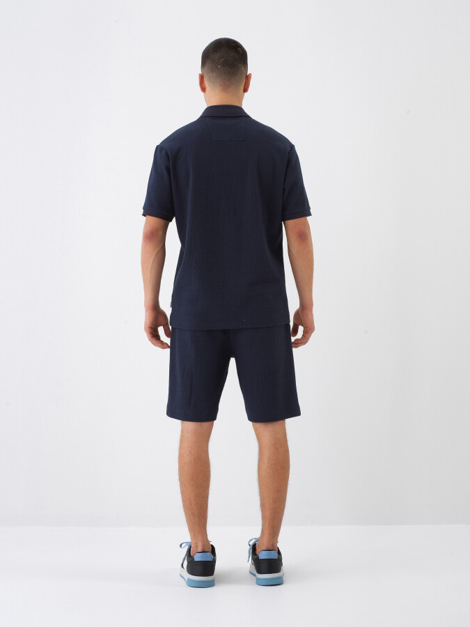 Navy Blue Regular Fit Cotton Shorts - 5