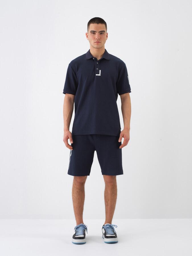 Navy Blue Regular Fit Cotton Shorts (1)