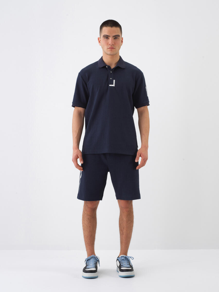 Navy Blue Regular Fit Cotton Shorts - 2