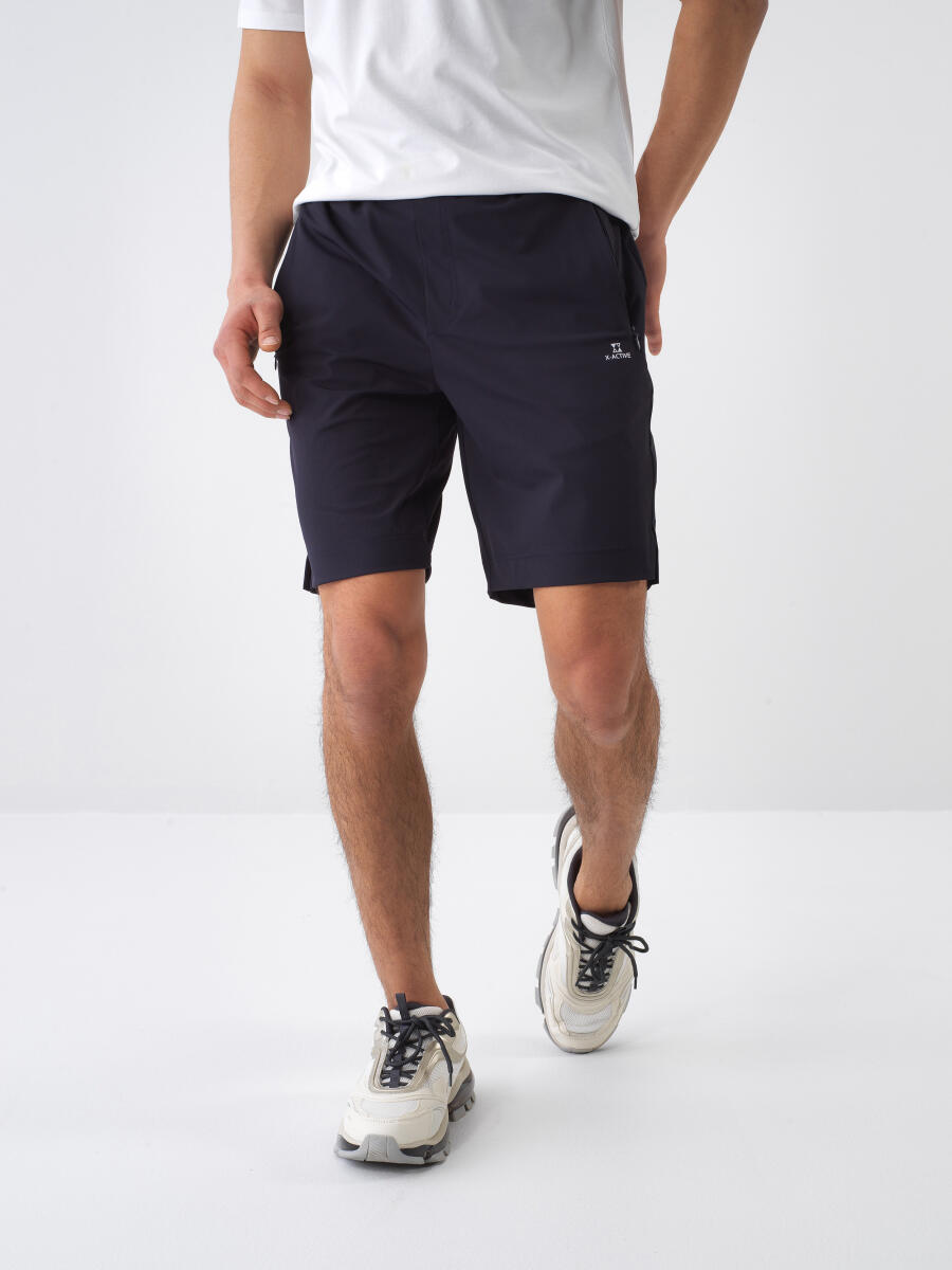 Navy Blue Regular Fit Shorts - 3