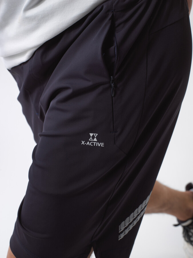 Navy Blue Regular Fit Shorts - Xint