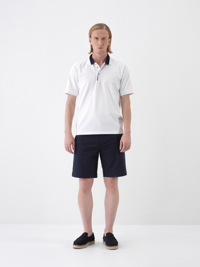 Navy Blue Regular Fit Shorts - 2
