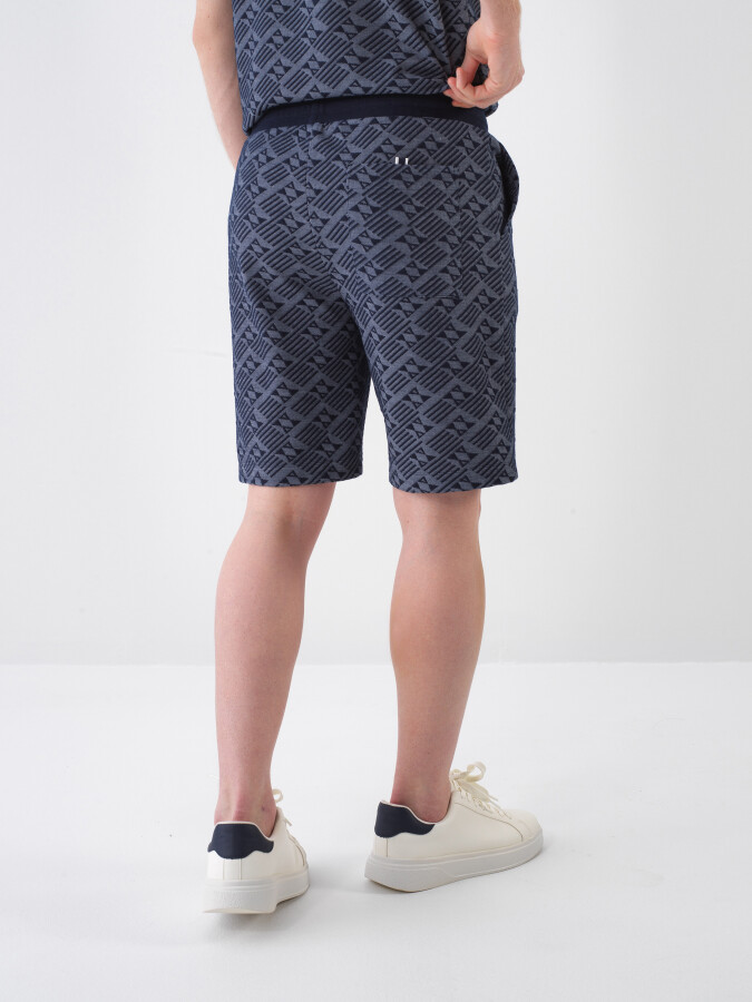 Navy Blue Regular Fit Shorts - 4