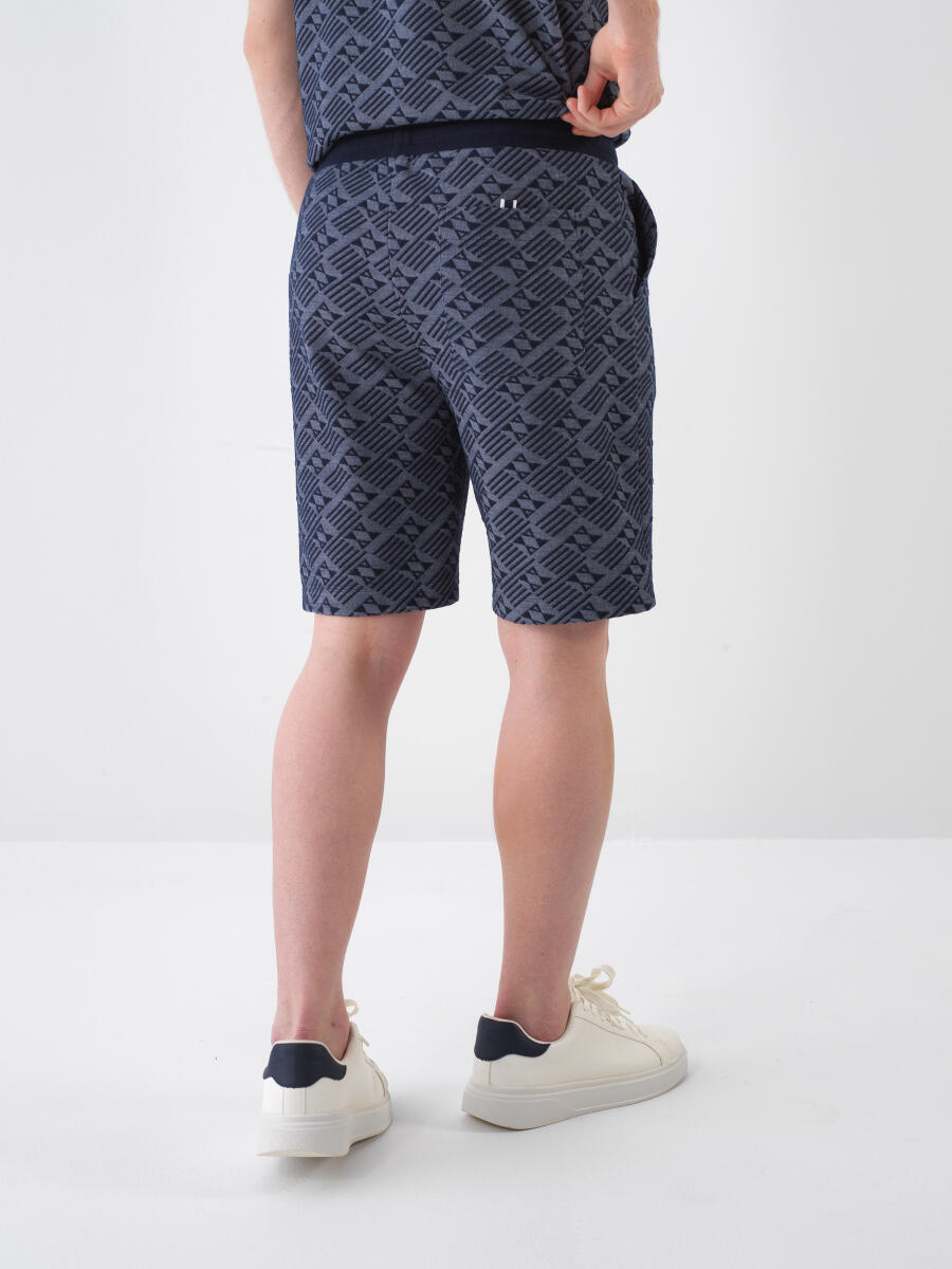 Navy Blue Regular Fit Shorts - 4