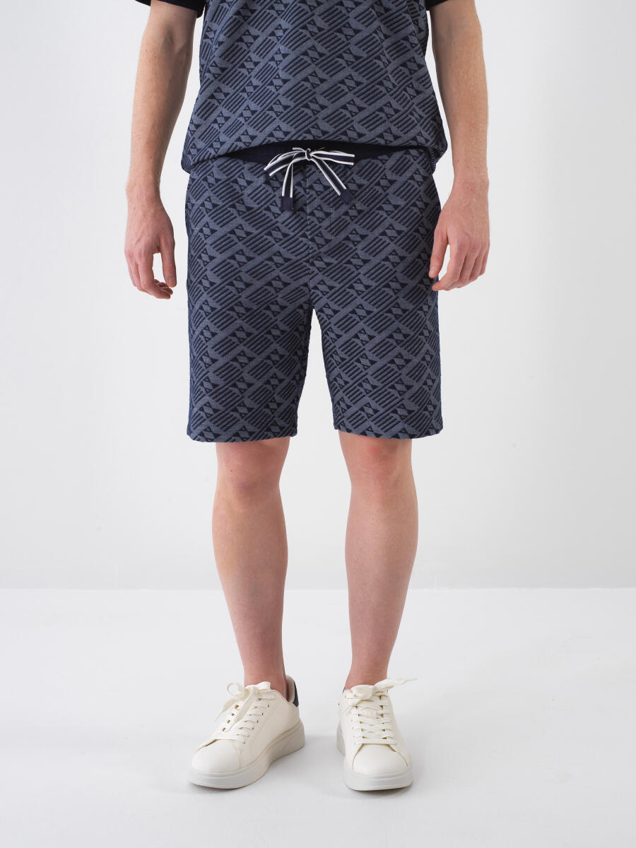 Navy Blue Regular Fit Shorts - 1