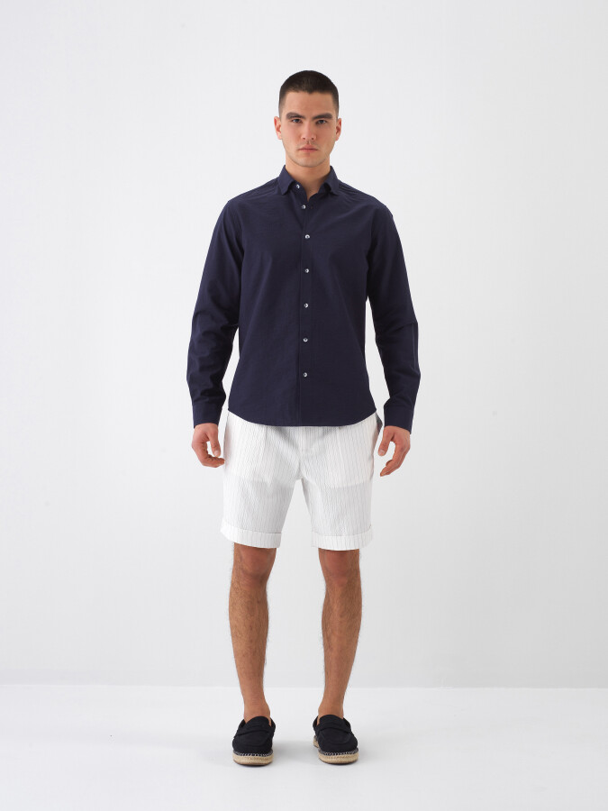 White Regular Fit Cotton Shorts (1)