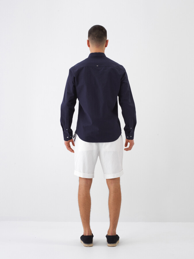 White Regular Fit Cotton Shorts - 5