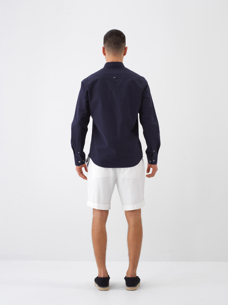 White Regular Fit Cotton Shorts - 5