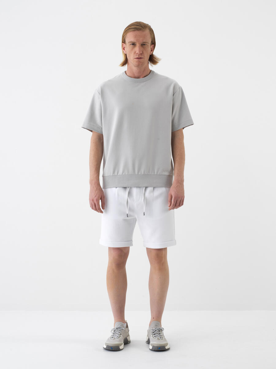 White Regular Fit Cotton Shorts - 2