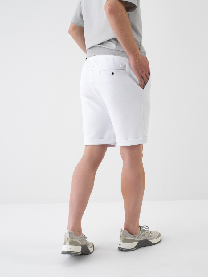 White Regular Fit Cotton Shorts - 3