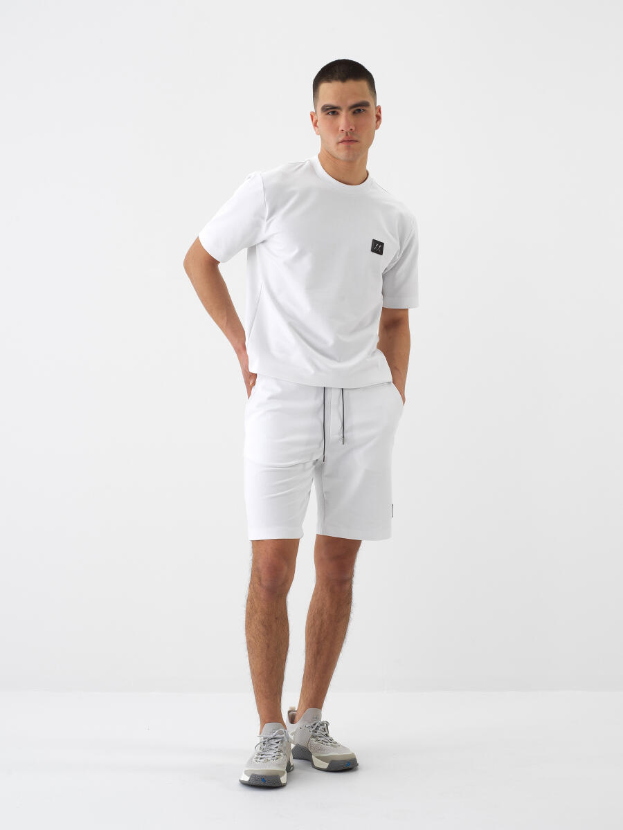 White Regular Fit Cotton Shorts - 2