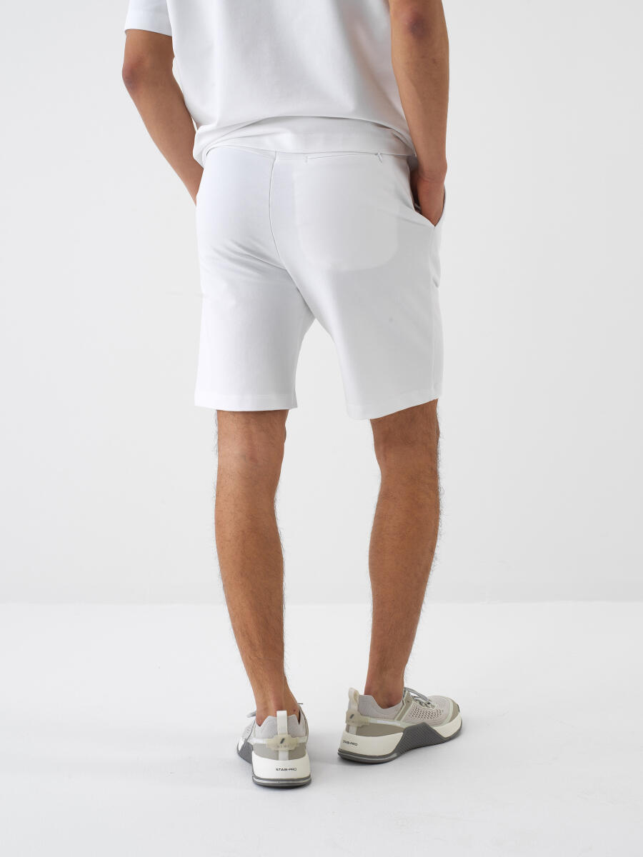 White Regular Fit Cotton Shorts - 3