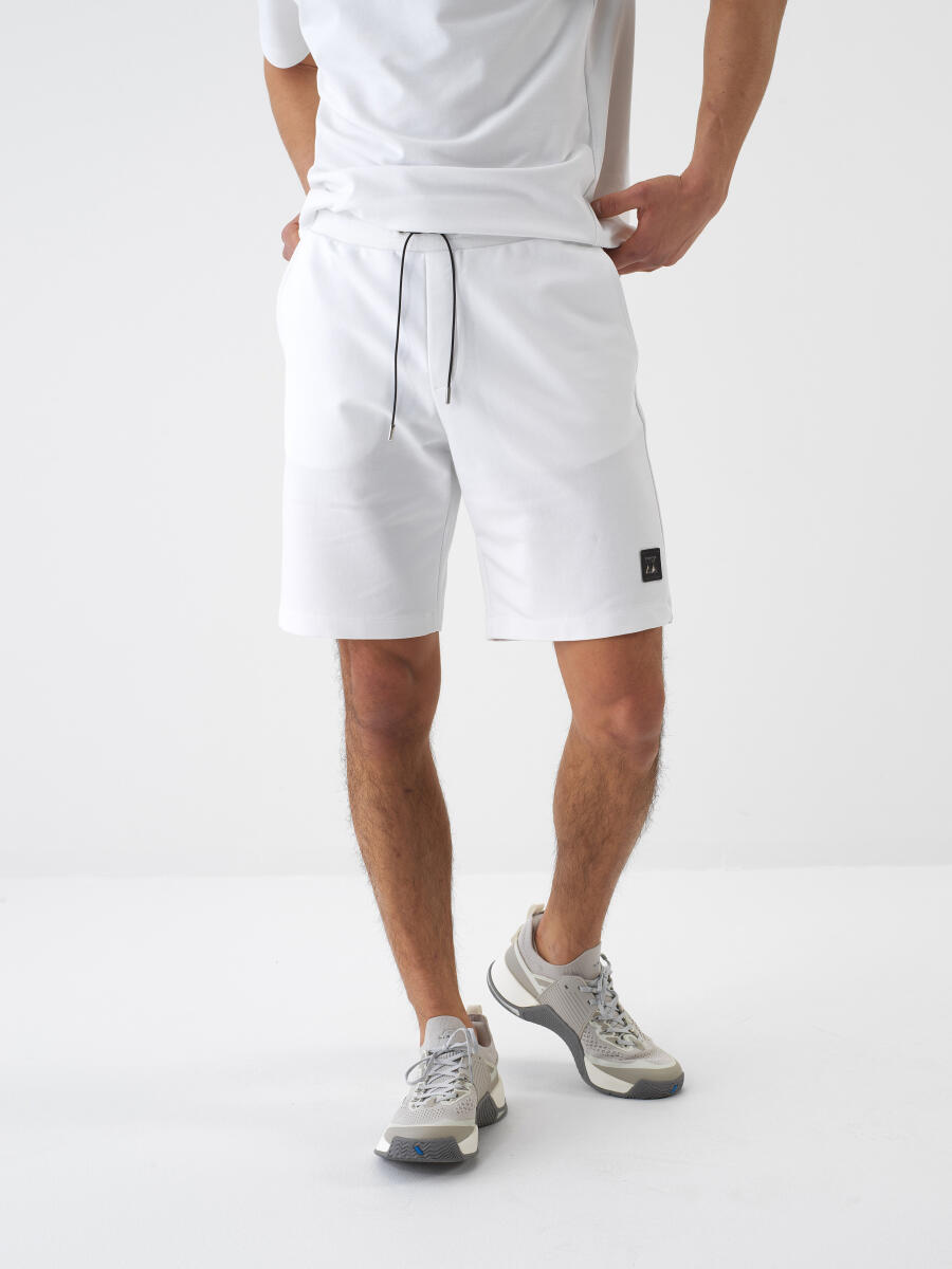 White Regular Fit Cotton Shorts - 1