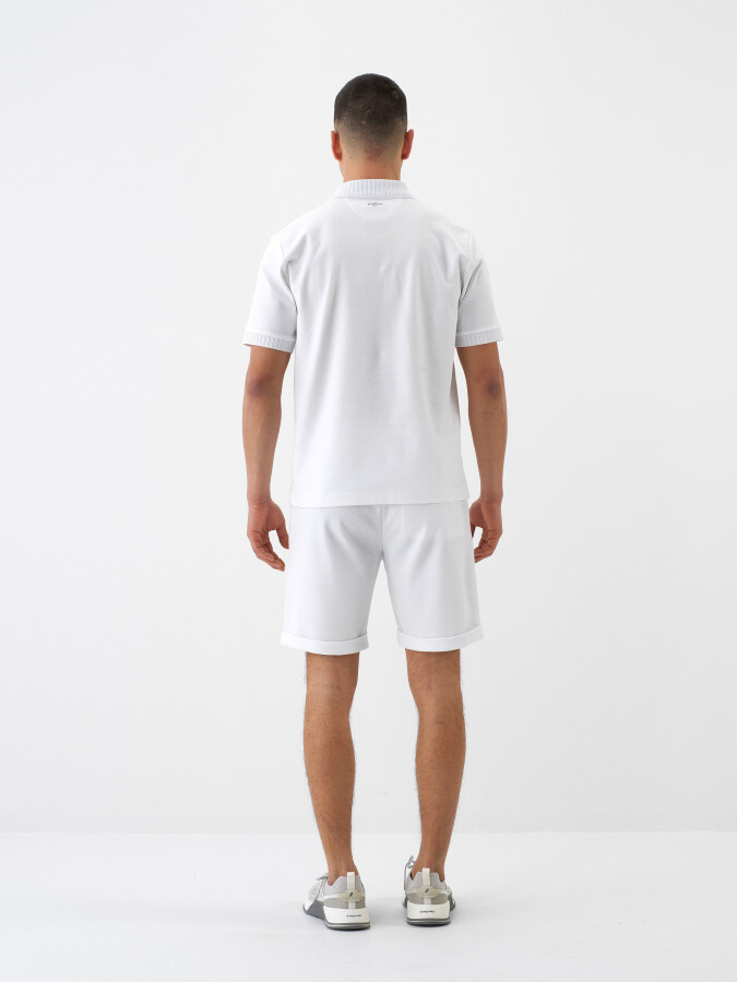 White Regular Fit Cotton Shorts - 5
