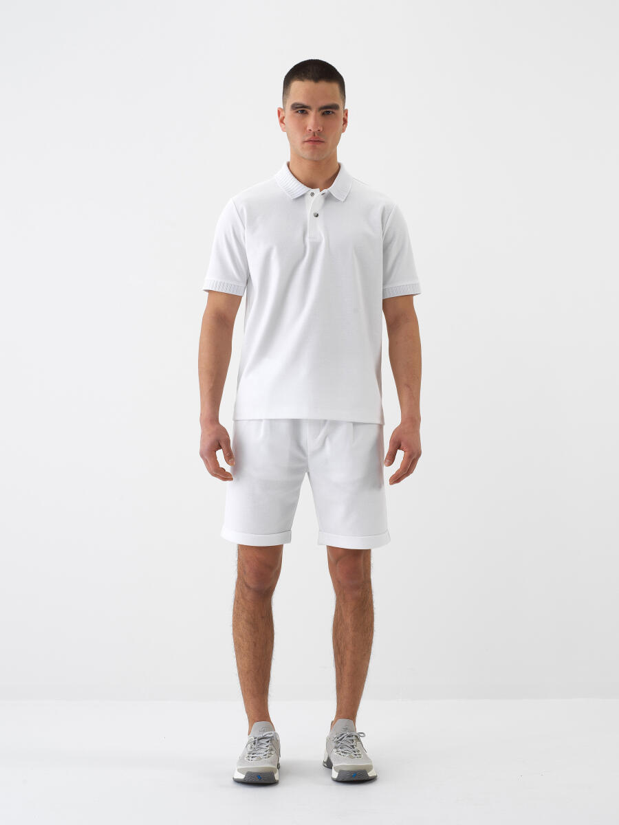 White Regular Fit Cotton Shorts - 2